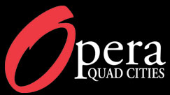 Logo that says Opera Quad Cities in white text, with a large red O to start the word Opera